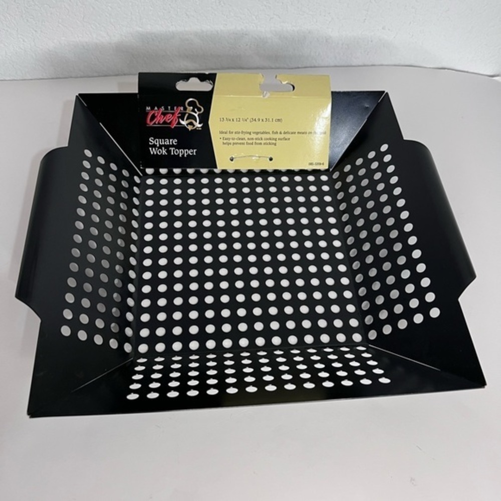 Master Chef BBQ Grill 12" Square Wok Topper Non Stick Stir Fry Pan New